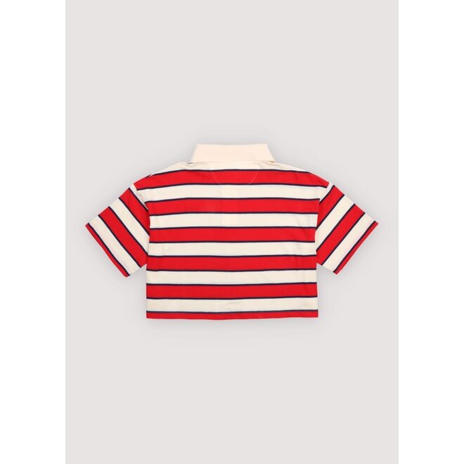 The New Society | Acacia Teen Polo Tulip Red & Midnight Stripes