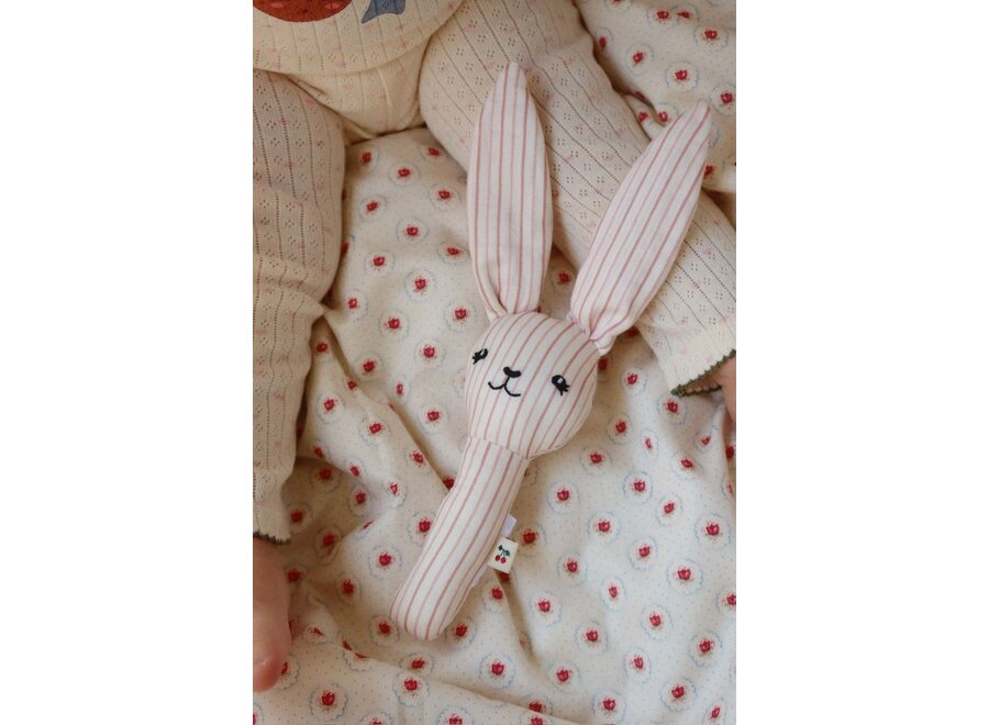 Konges Sløjd | Bunny Hand Rattle Stripie Petite Rose