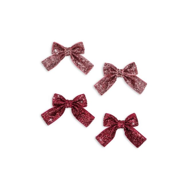 Konges Sløjd | 4 Pack Glitter Bow Hair Clips Pink Mix