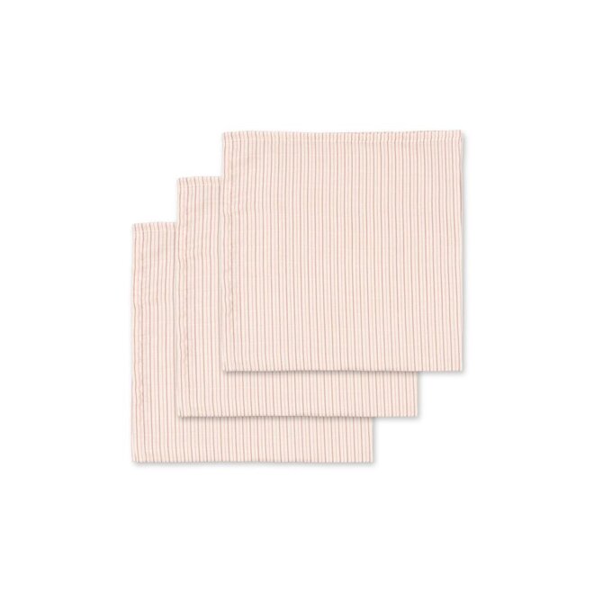 Konges Sløjd | 3 Pack Muslin Cloth Gots Stripie Petite Rose