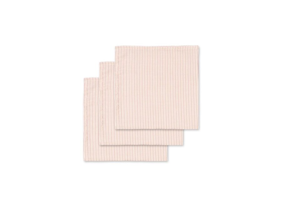 Konges Sløjd | 3 Pack Muslin Cloth Gots Stripie Petite Rose
