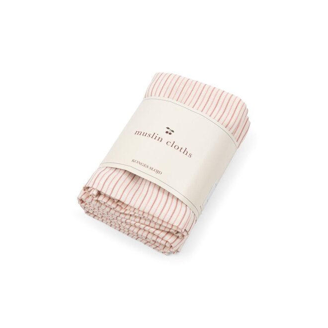 Konges Sløjd | 3 Pack Muslin Cloth Gots Stripie Petite Rose