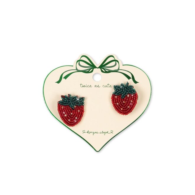 2 Pack Strawberry Beaded Hair Clip Strawberry