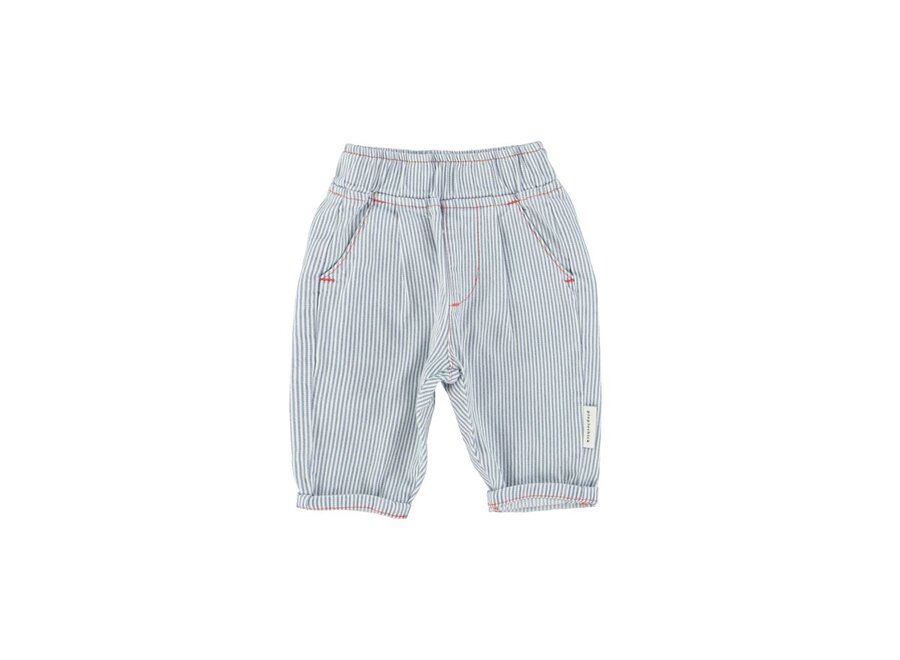 Unisex Baby Trousers Ecru With Indigo Stripes