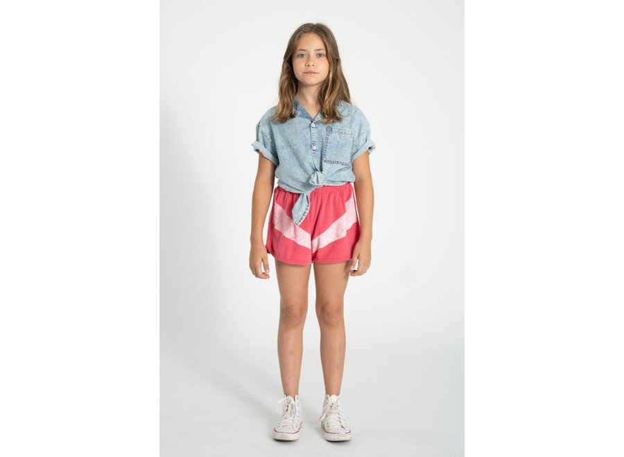 Piupiuchick | Shorts Pink With White Stripes Print