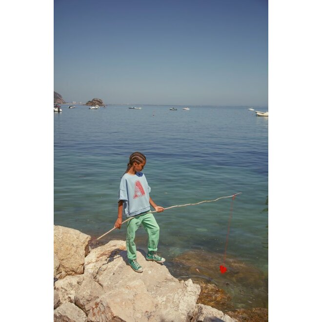 Piupiuchick | Short Sleeve Sweatshirt Blue With "A" Print