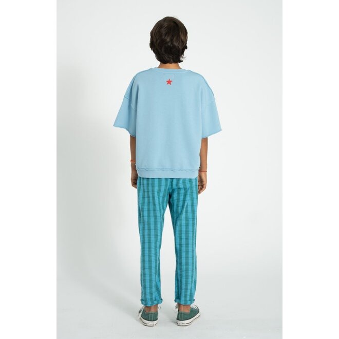 Piupiuchick | Short Sleeve Sweatshirt Blue With "A" Print