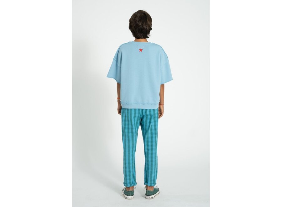 Piupiuchick | Short Sleeve Sweatshirt Blue With "A" Print