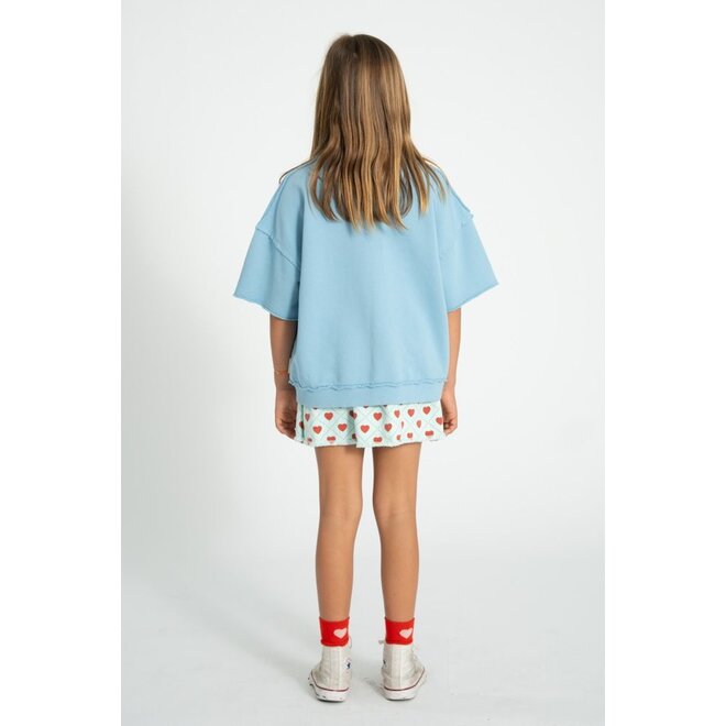 Piupiuchick | Short Sleeve Sweatshirt Blue With "A" Print