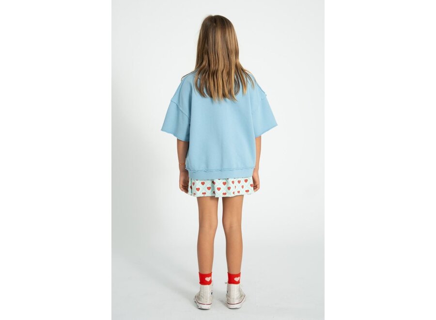 Piupiuchick | Short Sleeve Sweatshirt Blue With "A" Print