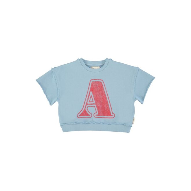 Short Sleeve Sweatshirt Blue With "A" Print