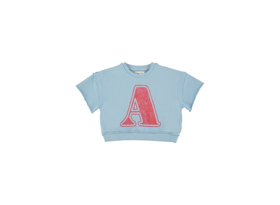 Piupiuchick | Short Sleeve Sweatshirt Blue With "A" Print