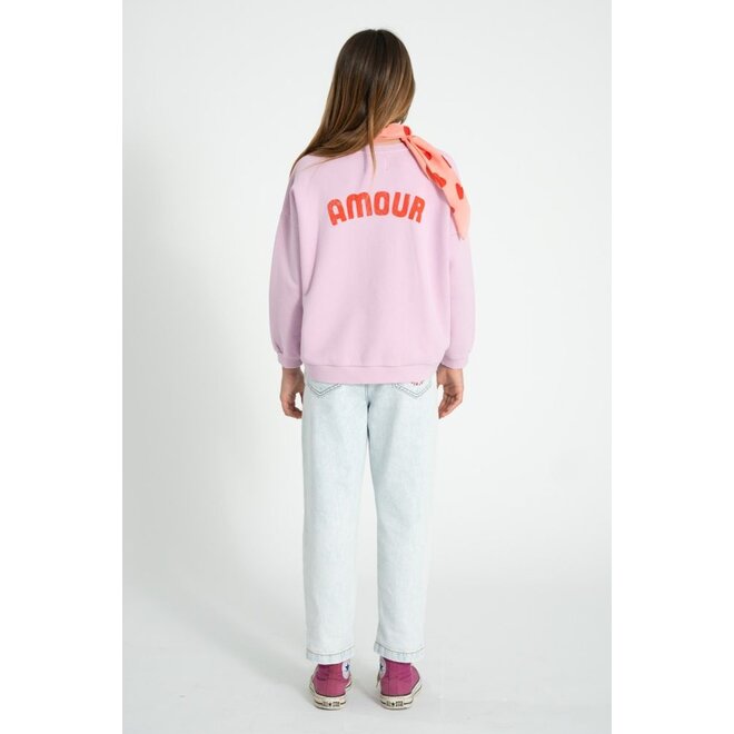 Piupiuchick | Sweatshirt Lilac With Red Heart Print