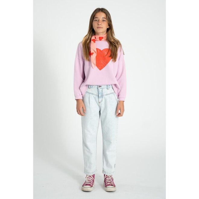 Piupiuchick | Sweatshirt Lilac With Red Heart Print