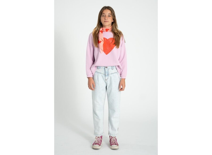 Piupiuchick | Sweatshirt Lilac With Red Heart Print