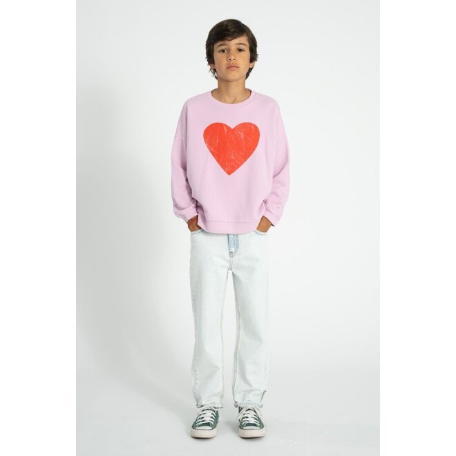 Piupiuchick | Sweatshirt Lilac With Red Heart Print