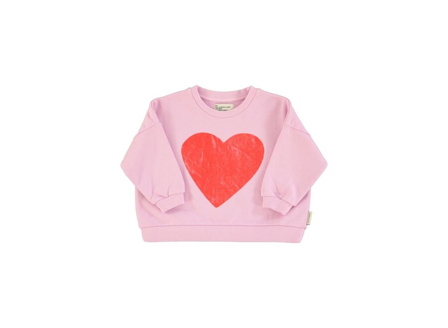 Sweatshirt Lilac With Red Heart Print
