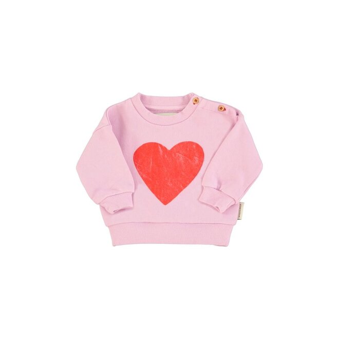 Piupiuchick | Baby Sweatshirt Lilac With Red Heart Print