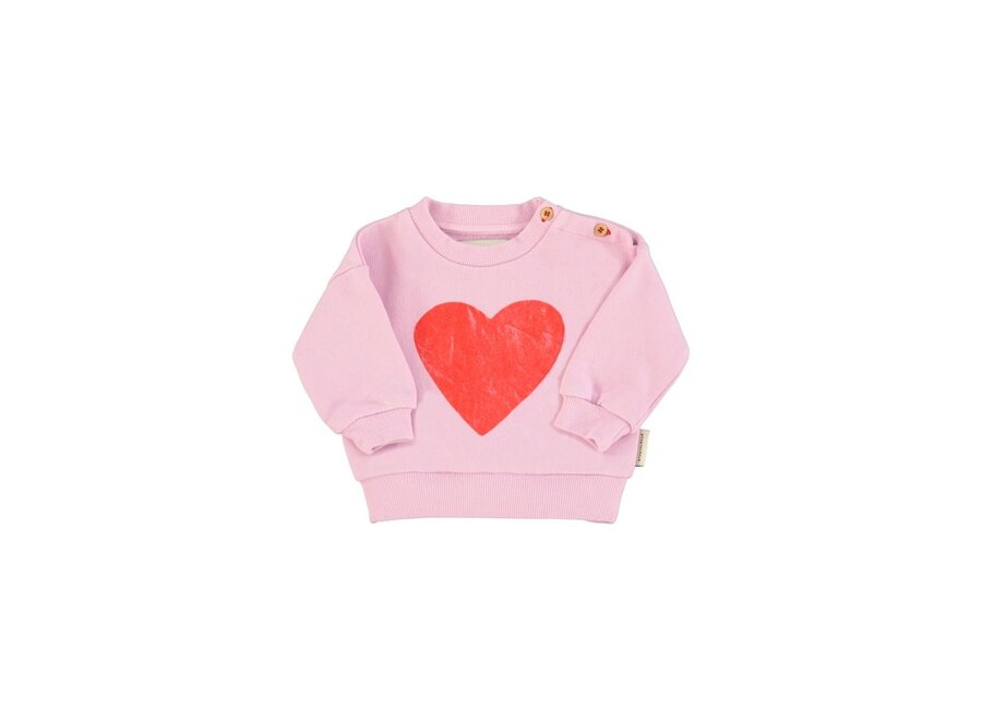 Baby Sweatshirt Lilac With Red Heart Print