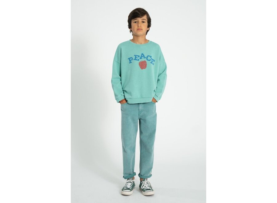 Piupiuchick | Sweatshirt Turquoise With "Peace" Print