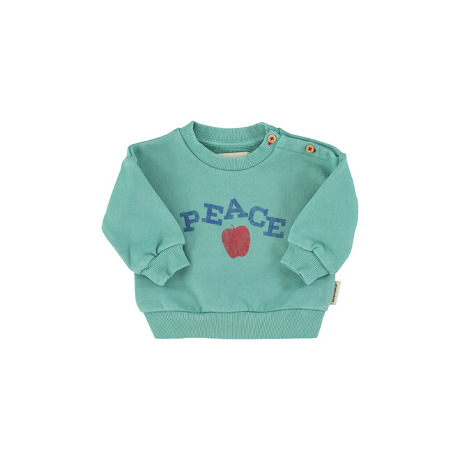 Piupiuchick | Baby Sweatshirt Turquoise With "Peace" Print