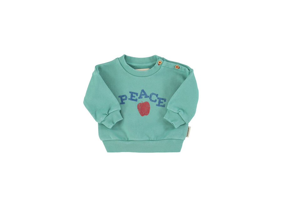Piupiuchick | Baby Sweatshirt Turquoise With "Peace" Print