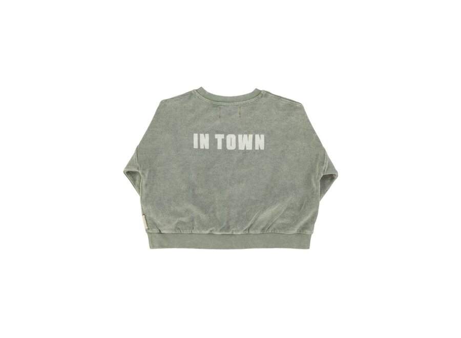 Piupiuchick | Sweatshirt Washed Green With "Best Friend" Print