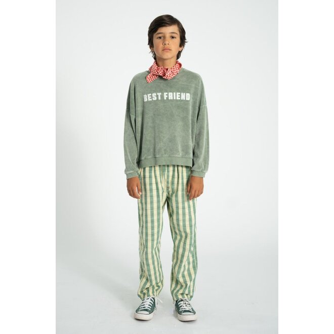 Piupiuchick | Sweatshirt Washed Green With "Best Friend" Print