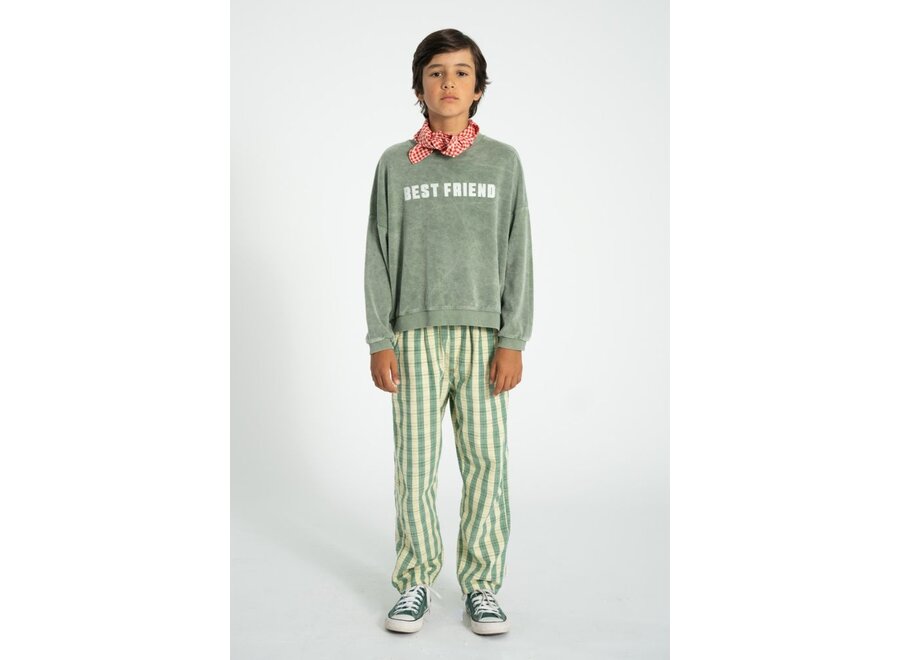 Piupiuchick | Sweatshirt Washed Green With "Best Friend" Print