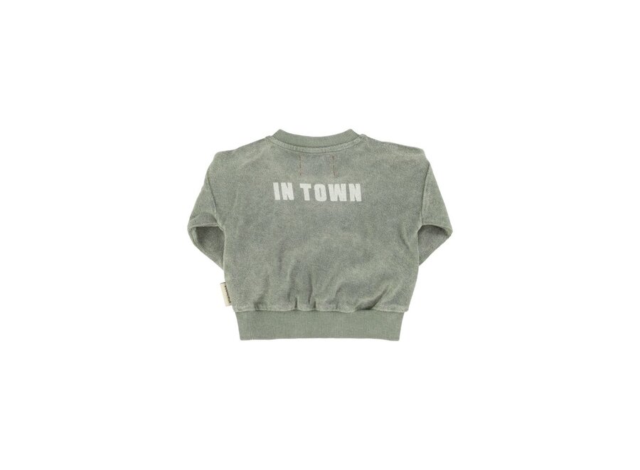 Piupiuchick | Baby Sweatshirt Washed Green With "Best Friend" Print