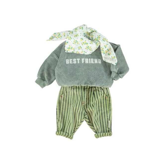 Piupiuchick | Baby Sweatshirt Washed Green With "Best Friend" Print