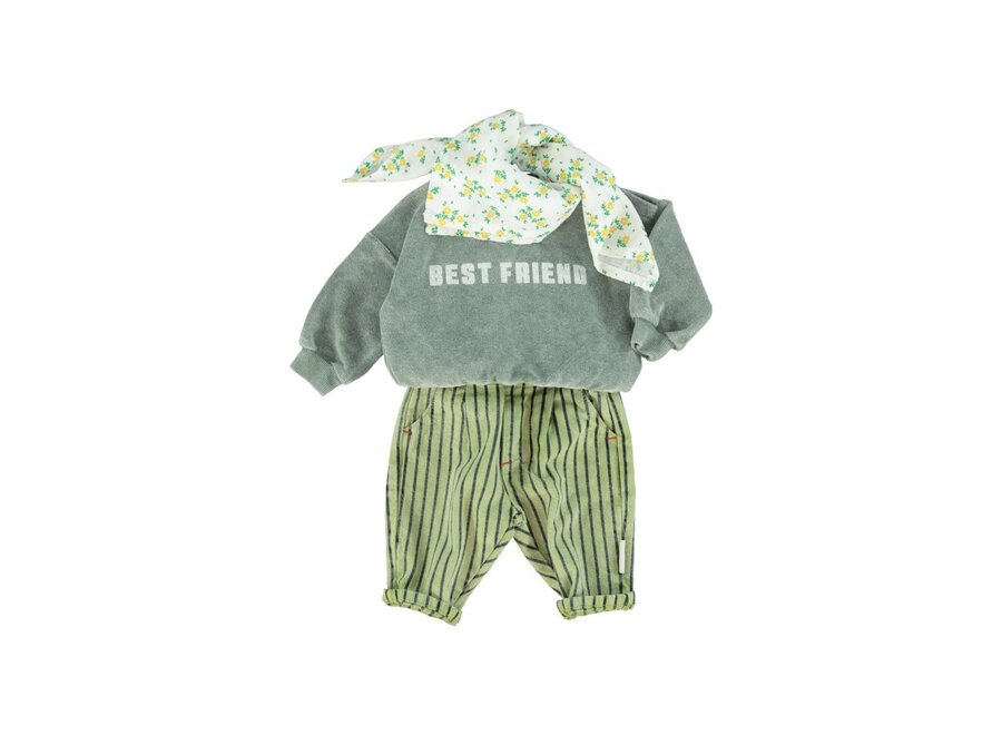 Piupiuchick | Baby Sweatshirt Washed Green With "Best Friend" Print