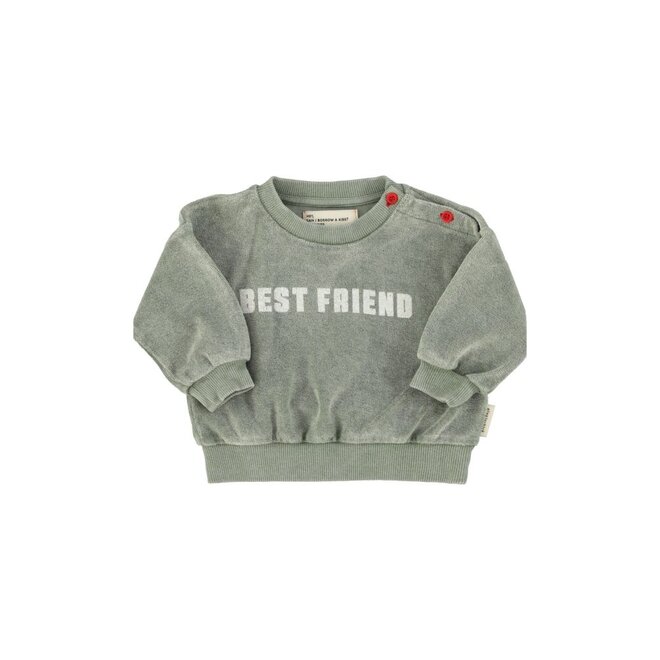 Piupiuchick | Baby Sweatshirt Washed Green With "Best Friend" Print