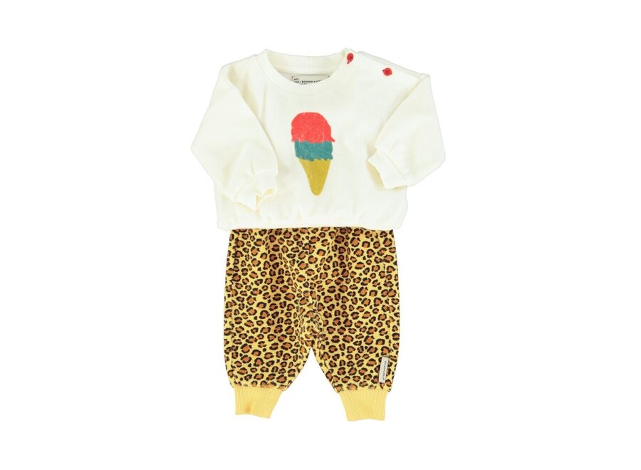 Piupiuchick | Baby Sweatshirt Ecru With Ice Cream Print