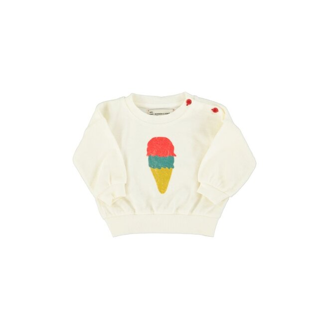 Piupiuchick | Baby Sweatshirt Ecru With Ice Cream Print