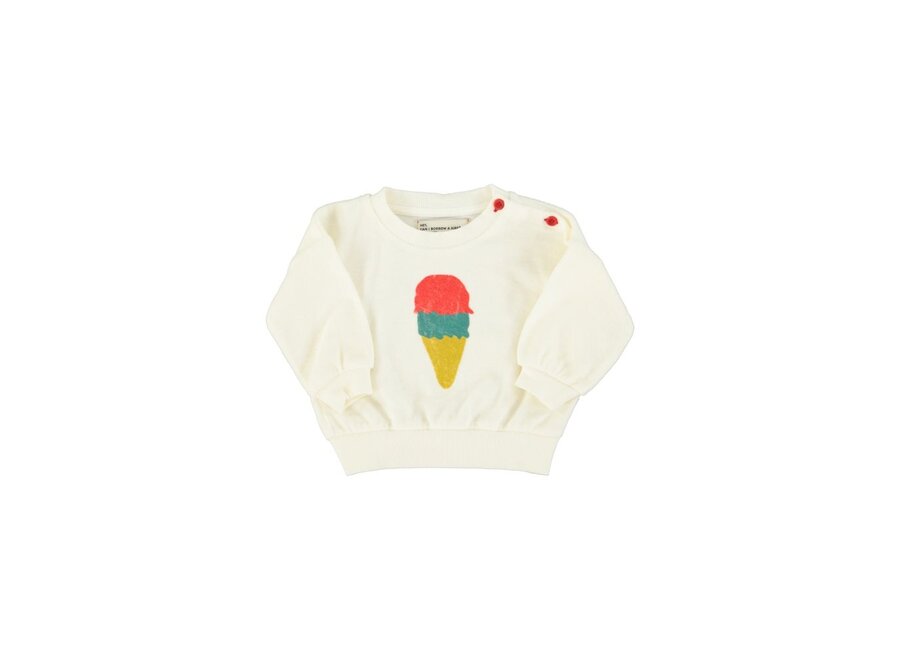 Baby Sweatshirt Ecru With Ice Cream Print