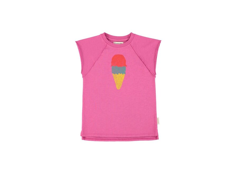 Piupiuchick | T-Shirt Dress Fuchsia With Ice Cream Print
