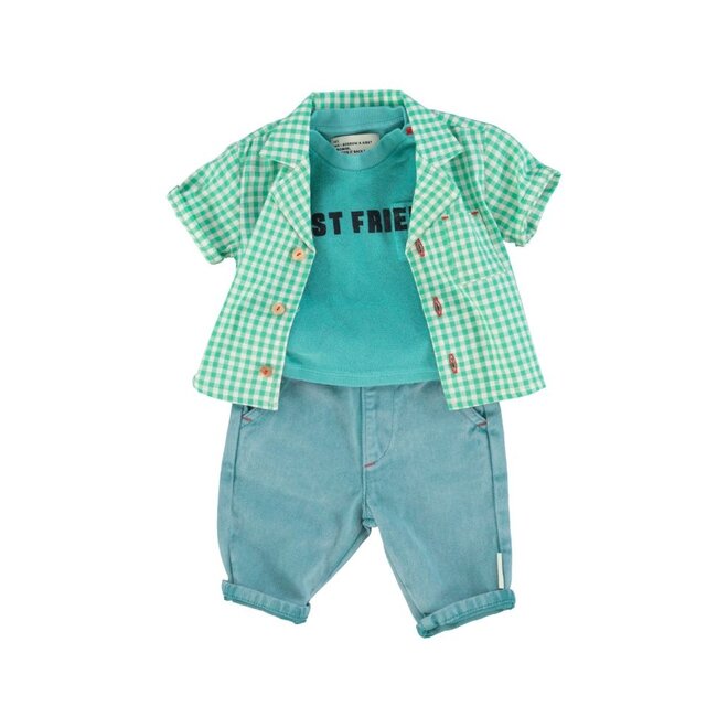 Piupiuchick |Baby  T'Shirt Turquoise With "Best Friend" Print