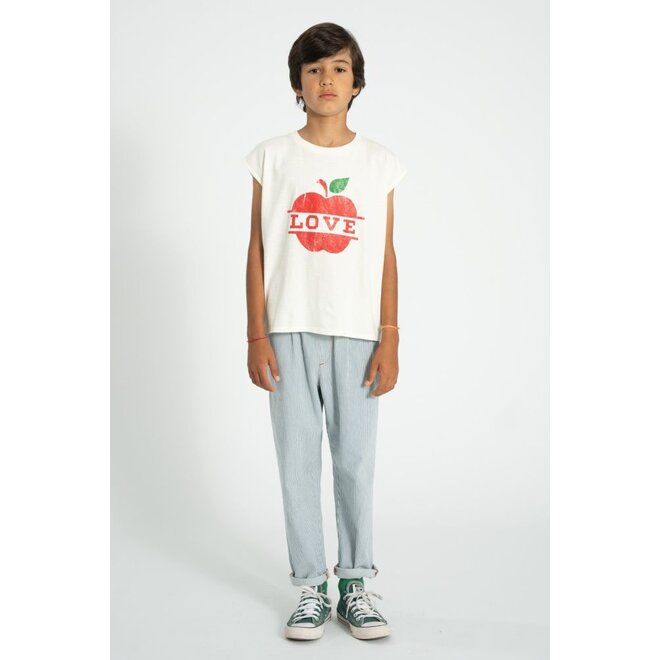 Piupiuchick | Sleeveless T´Shirt Ecru With Apple Print