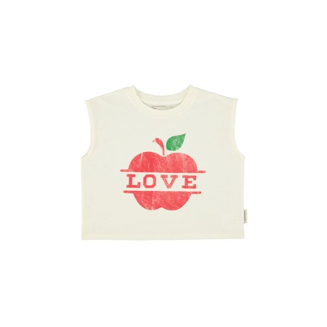 Piupiuchick | Sleeveless T´Shirt Ecru With Apple Print