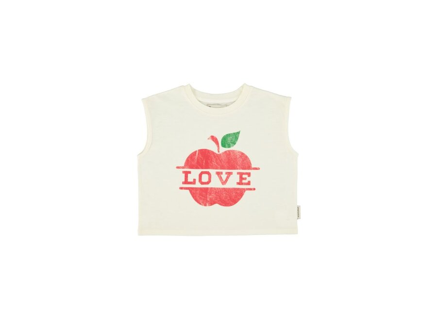 Sleeveless T´Shirt Ecru With Apple Print