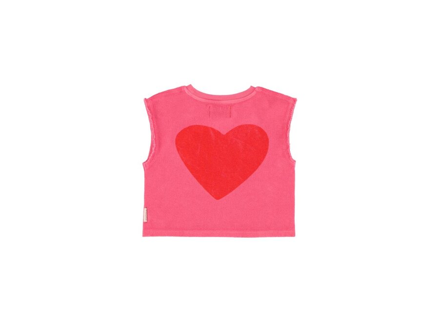 Piupiuchick | Sleeveless Top Pink With "Amour" Print