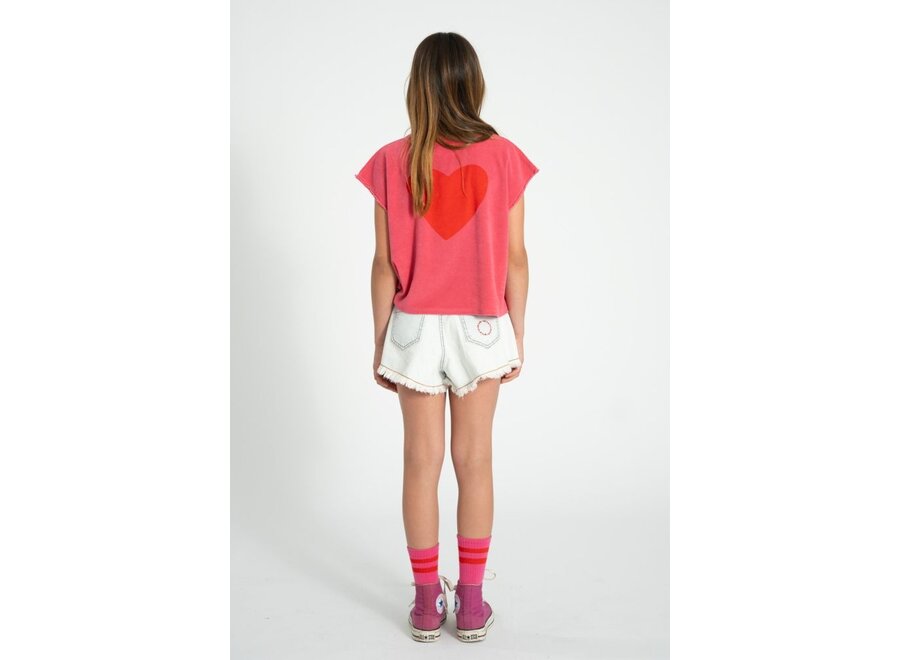 Piupiuchick | Sleeveless Top Pink With "Amour" Print