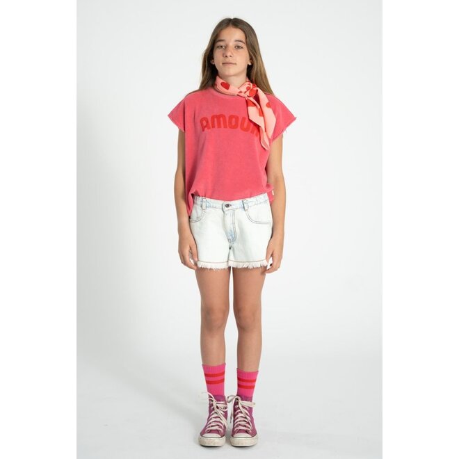 Piupiuchick | Sleeveless Top Pink With "Amour" Print