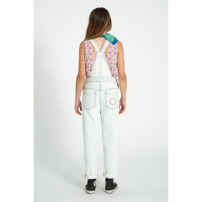 Piupiuchick | Dungarees Washed Light Blue Denim With "Peace" Print