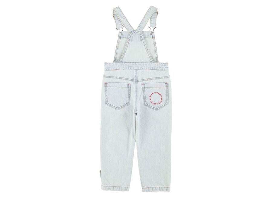 Piupiuchick | Dungarees Washed Light Blue Denim With "Peace" Print