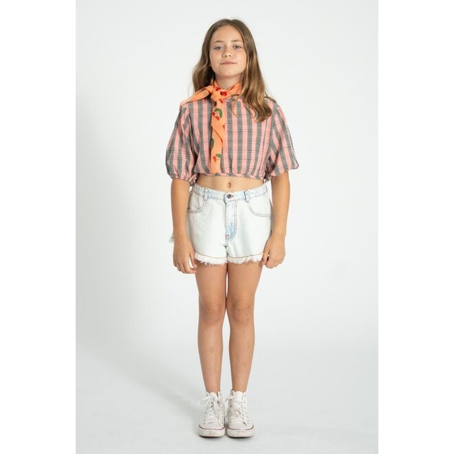 Piupiuchick | Shorts With Fringes Washed Light Blue Denim