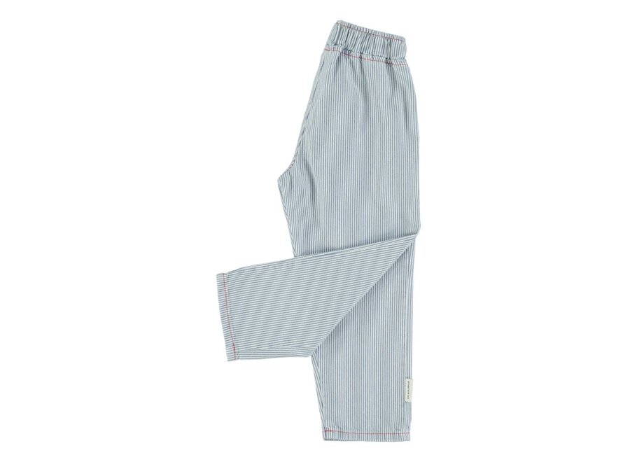 Piupiuchick | Unisex Trousers Ecru With Indigo Stripes