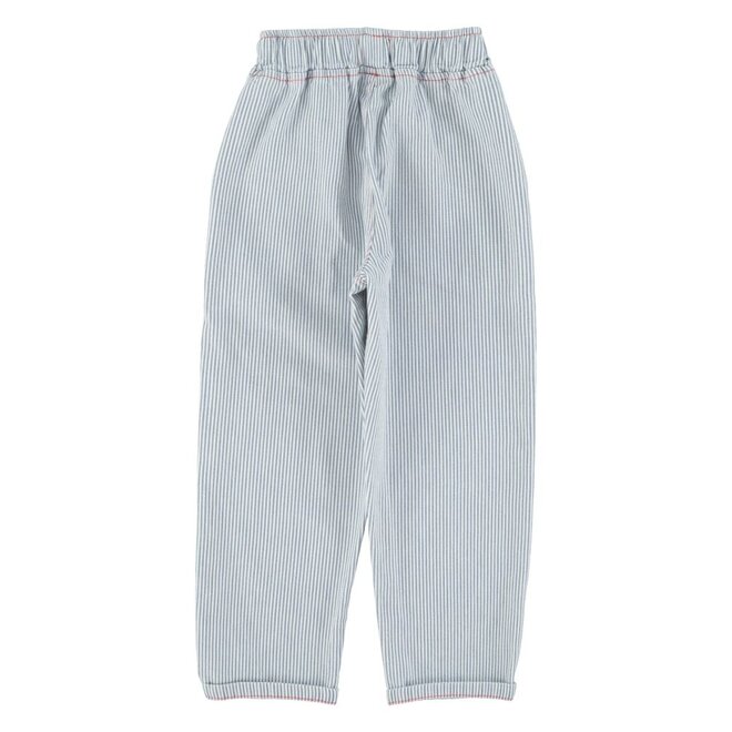 Piupiuchick | Unisex Trousers Ecru With Indigo Stripes