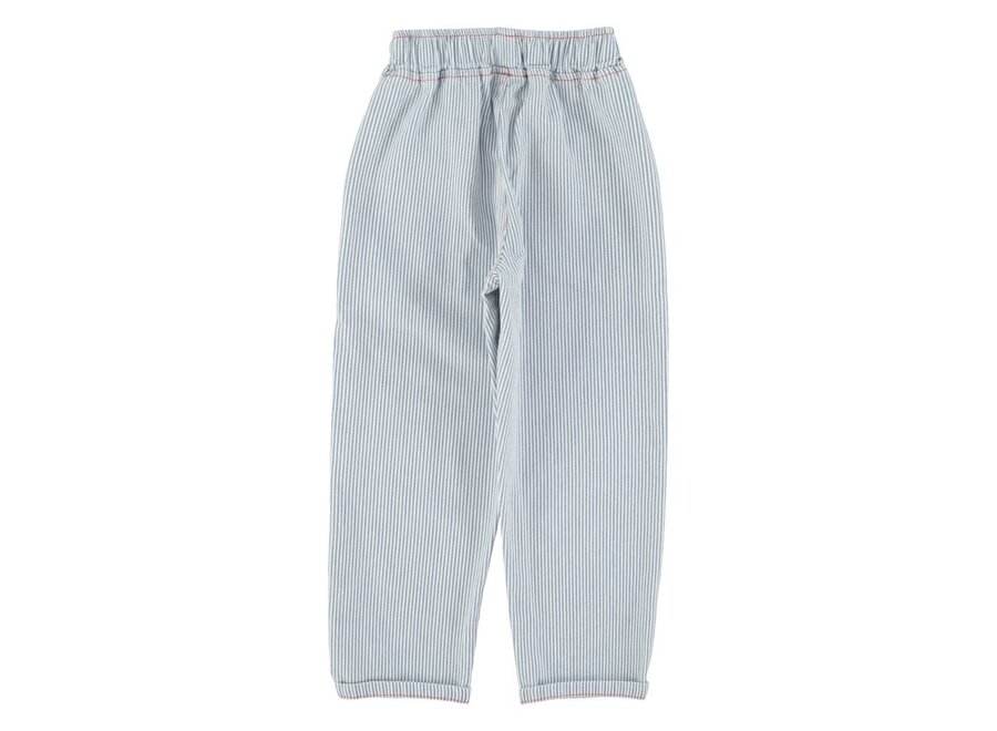 Piupiuchick | Unisex Trousers Ecru With Indigo Stripes